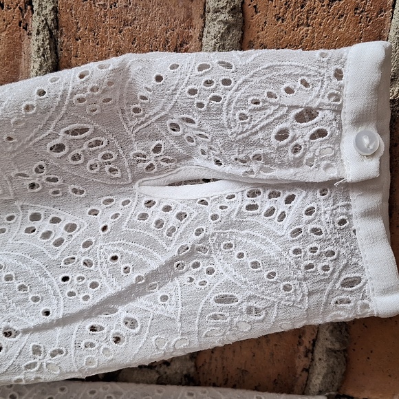 Zara Eyelet Gorgette Taxido Blouse - Picture 5 of 8